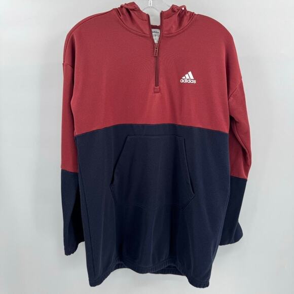 Adidas Mens 1/4 Zip Hoodie. Sz S Dual Tone Colorblock Red Blue - Picture 1 of 3
